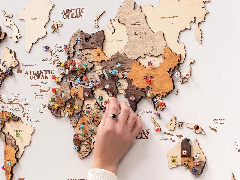 木質世界地圖 - 3D 海風款