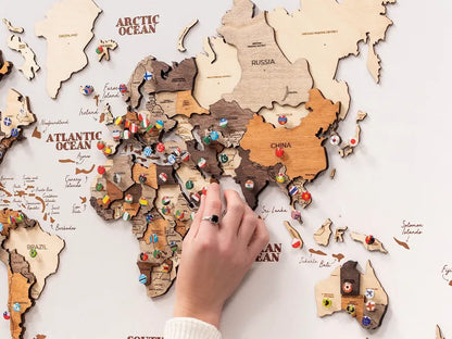 木質世界地圖 - 3D 海風款