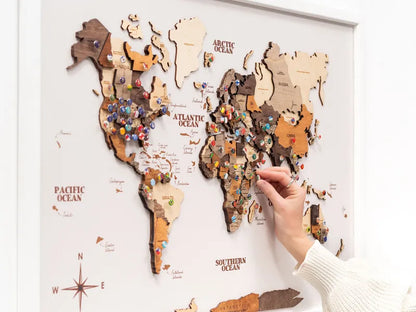 木質世界地圖 - 3D 海風款