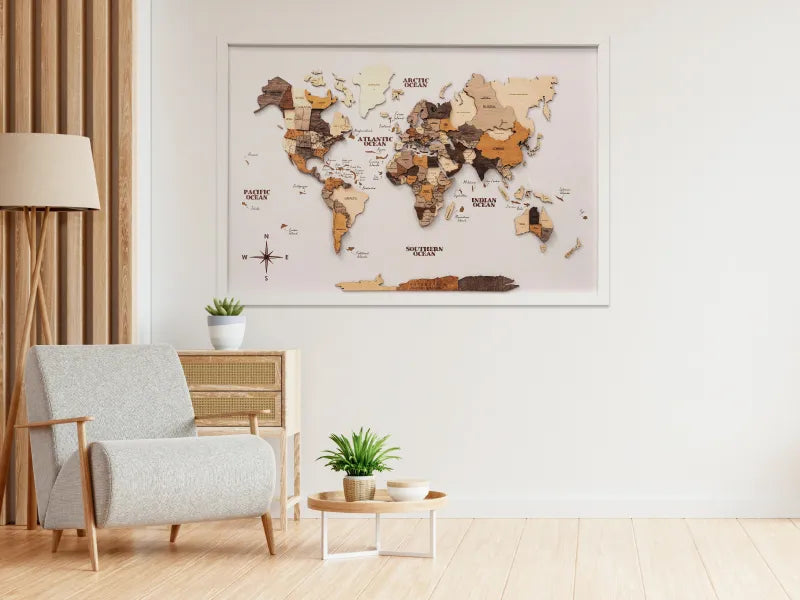 木質世界地圖 - 3D 海風款