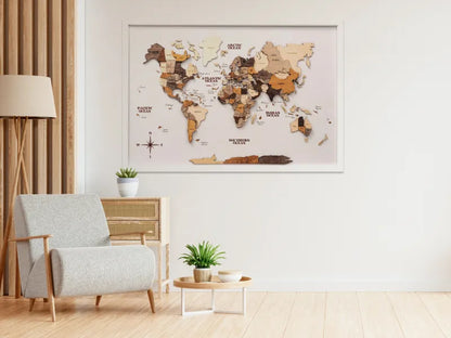 木質世界地圖 - 3D 海風款