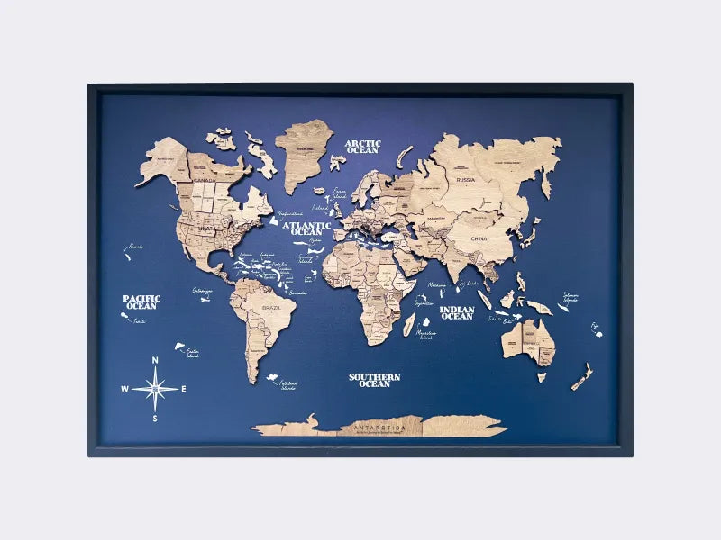 木質世界地圖 - 3D 海風款