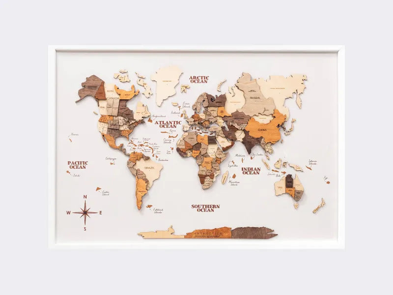 木質世界地圖 - 3D 海風款