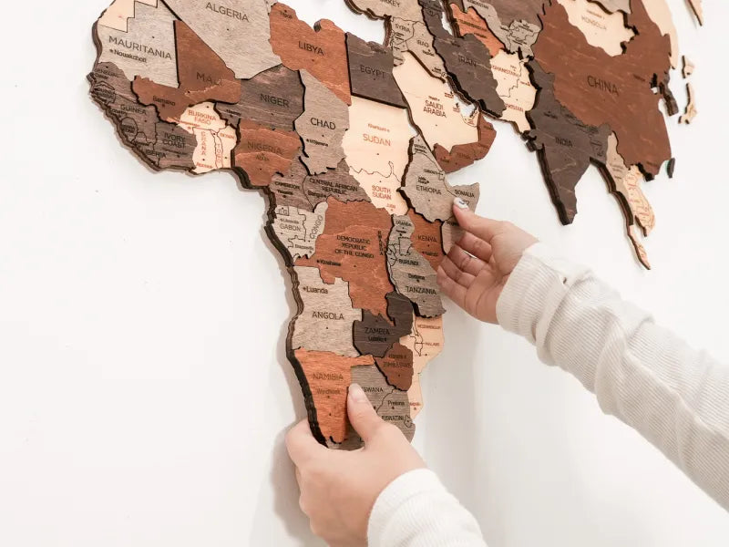 木質世界地圖 - 3D 經典款