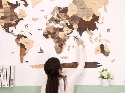 木質世界地圖 - 3D 經典款