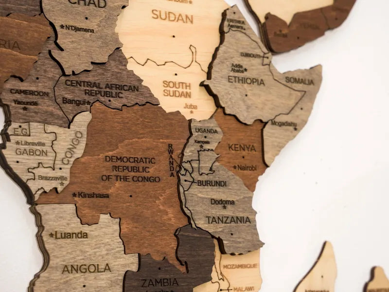 木質世界地圖 - 3D 經典款